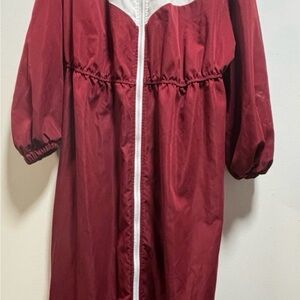 Women’s Maroon Long Zip-Front Coat